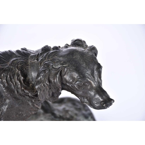 475 - After P J Mene (French, 1810 - 1879), a patinated bronze of a stalking setter, the base with cast si... 