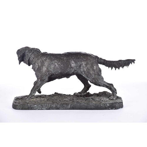 475 - After P J Mene (French, 1810 - 1879), a patinated bronze of a stalking setter, the base with cast si... 