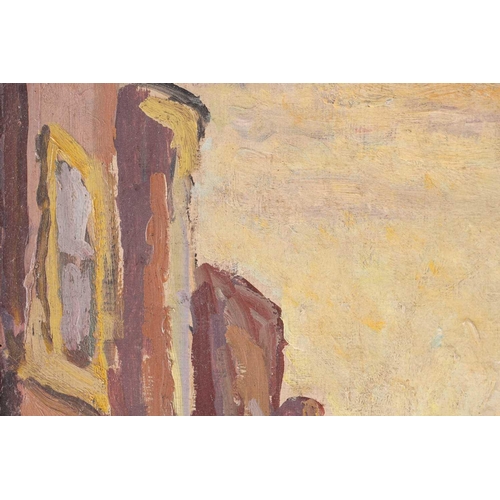 48 - Attributed to Duncan Grant (1885-1978) Rooftops, oil on board, bearing a signature 'D Grant /37', oi... 