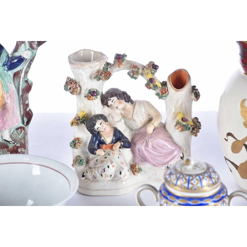 480 - Seven assorted ceramic items, comprising a Wedgwood Narcissus jug, an early 19th century Bachus jug,... 