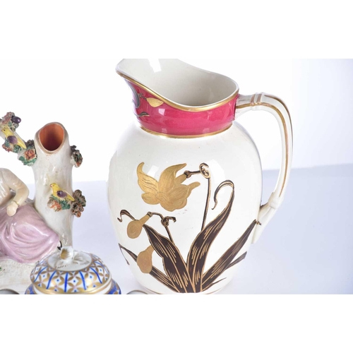 480 - Seven assorted ceramic items, comprising a Wedgwood Narcissus jug, an early 19th century Bachus jug,... 