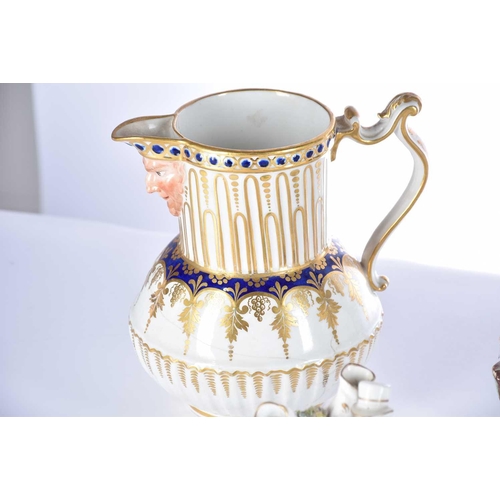 480 - Seven assorted ceramic items, comprising a Wedgwood Narcissus jug, an early 19th century Bachus jug,... 