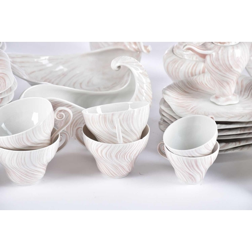 484 - A Royal Copenhagen 49-piece pink Triton pattern coffee & dinner service by Arje Griegst. Dimensions ... 