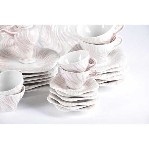 484 - A Royal Copenhagen 49-piece pink Triton pattern coffee & dinner service by Arje Griegst. Dimensions ... 