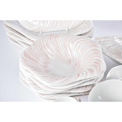 484 - A Royal Copenhagen 49-piece pink Triton pattern coffee & dinner service by Arje Griegst. Dimensions ... 