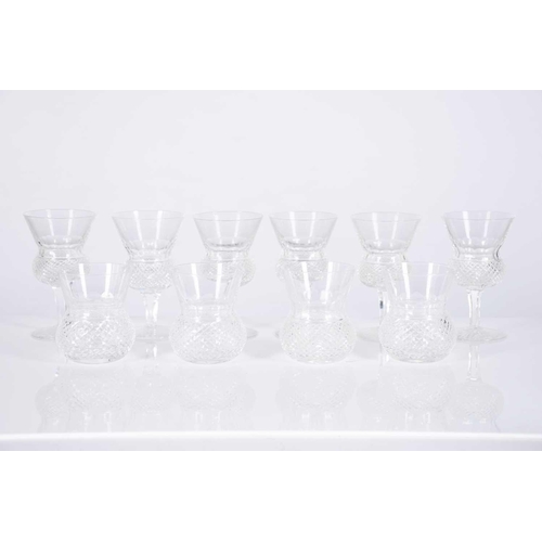 489 - A subststantial part suite of 49 items of cut glass including a bell shaped decanter and a small wat... 