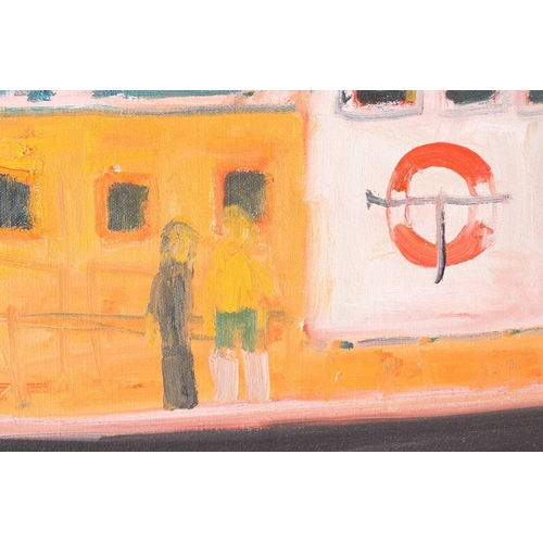 5 - † John Bellany (1943-2013), Harbour scene, 1996, a boat to the foreground named 'Amaranth', acrylic ... 