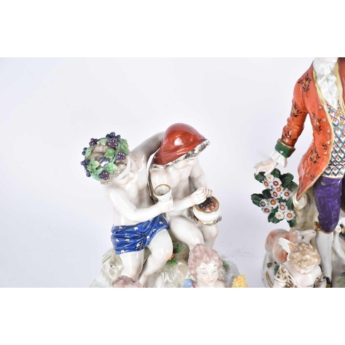 511 - A collection of Continental porcelain figures, late 19th/early 20th century, two Meissen figures of ... 