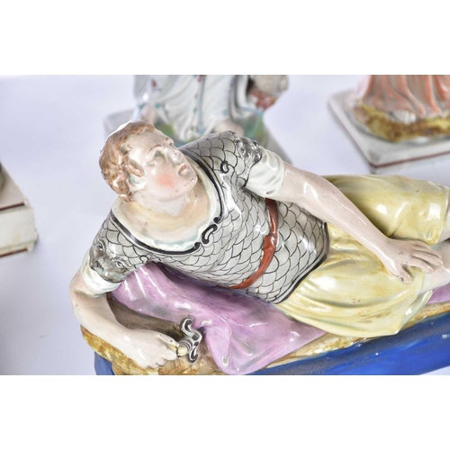 518 - A collection of early 19th century Staffordshire pearlware figures, including an Enoch Wood figure o... 