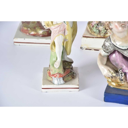 518 - A collection of early 19th century Staffordshire pearlware figures, including an Enoch Wood figure o... 