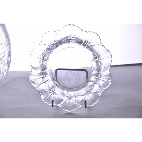 523 - Four items of contemporary Lalique glassware, consisting of a Pinsions bowl, a Nogent tazza/bowl, a ... 