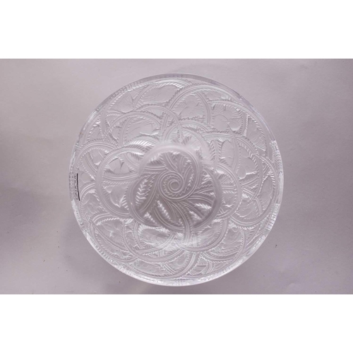 523 - Four items of contemporary Lalique glassware, consisting of a Pinsions bowl, a Nogent tazza/bowl, a ... 