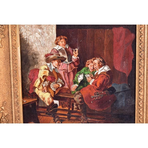 53 - G Haynes (19th century), Civil War figures in an interior setting, oil on canvas, 24.5 cm x 19 cm in... 