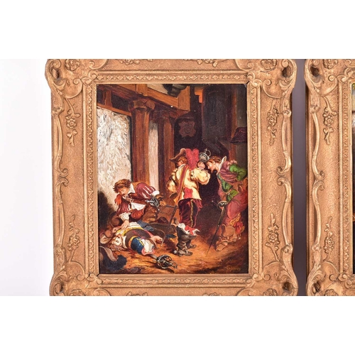 53 - G Haynes (19th century), Civil War figures in an interior setting, oil on canvas, 24.5 cm x 19 cm in... 