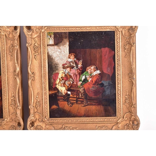 53 - G Haynes (19th century), Civil War figures in an interior setting, oil on canvas, 24.5 cm x 19 cm in... 