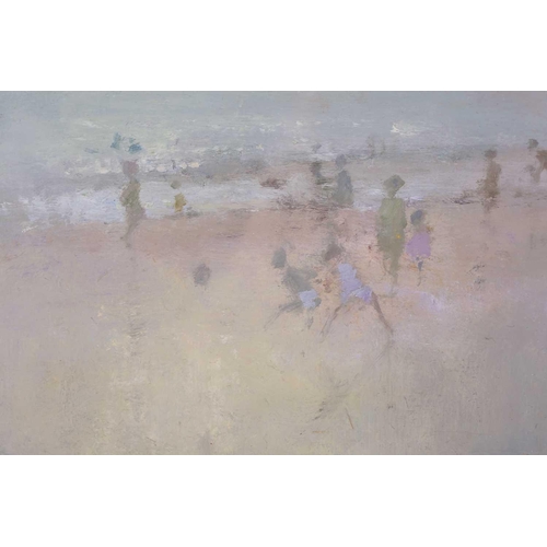 55 - † Frederick George Rees Cuming RA (b.1930) British, figures on a beach, oil on board, signed to lowe... 