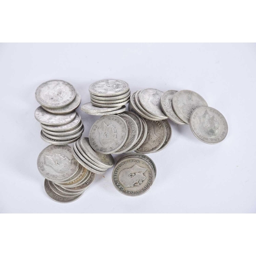 563 - A collection of pre 1947 silver content coins, comprising 6 x two shillings, 104 x shillings and 31 ... 