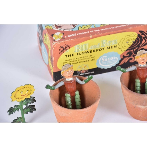 574 - Sacul Playthings Ltd 'Bill and Ben The Flowerpot Men', with Little Weed and two terracotta flowerpot... 