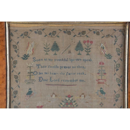 577 - A William IV needlework alphabet, verse and pictorial sampler, worked by Mary Ann Bird, aged 13, 183... 