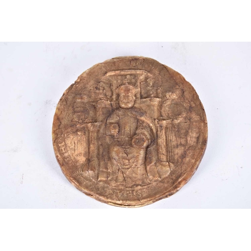 578 - A court augmentation seal depicting King Henry VIII, diameter 10cm, with a written note dated 19th D... 