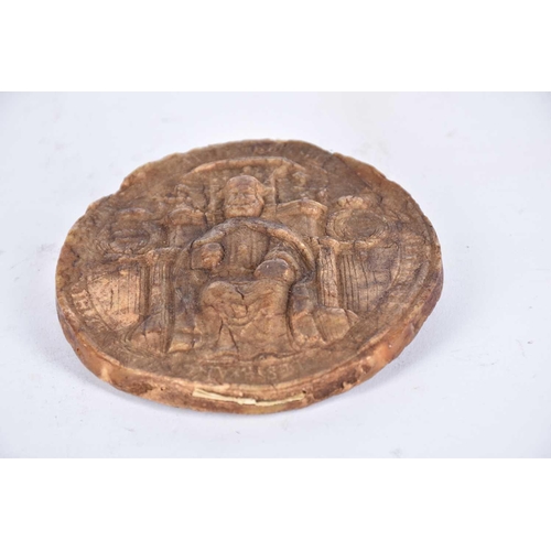 578 - A court augmentation seal depicting King Henry VIII, diameter 10cm, with a written note dated 19th D... 