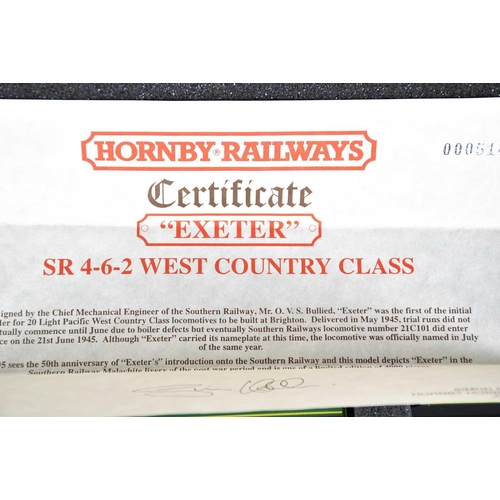 596 - A Hornby Railways limited edition 50th anniversary Sr 4-6-2 West Country Class 'Exeter' locomotive &... 