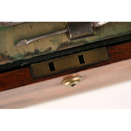 607 - An early 19th-century brass bound figured rosewood dressing case with inset plain entablature and fo... 