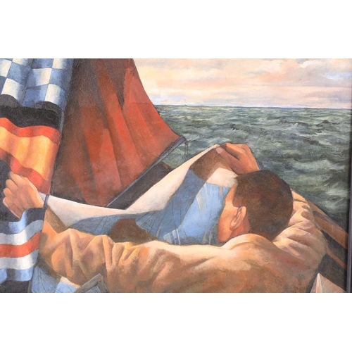 70 - 20th century school, Sailor, unsigned oil on canvas, 49.5 cm x 60 cm in an ebonised wooden frame.