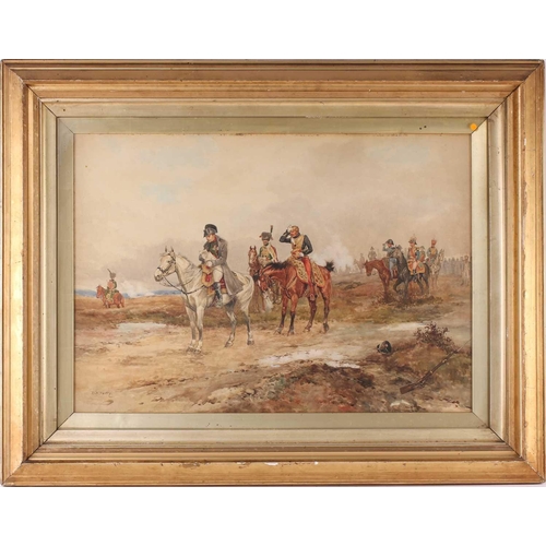 73 - Attributed to David Henry Parry (1793-1826) ‘Napoleon at the Battlefield’, watercolour, 47 cm x 66 c... 