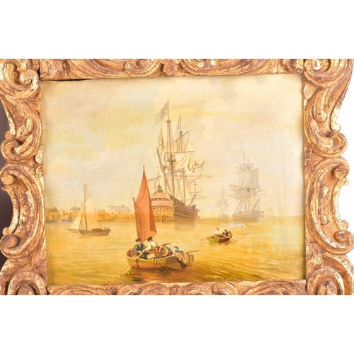 76 - Charles Lambert? (19th century), a pair of maritime scenes, oils on board, one indistinctly signed, ... 