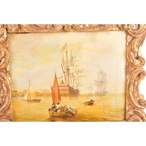 76 - Charles Lambert? (19th century), a pair of maritime scenes, oils on board, one indistinctly signed, ... 