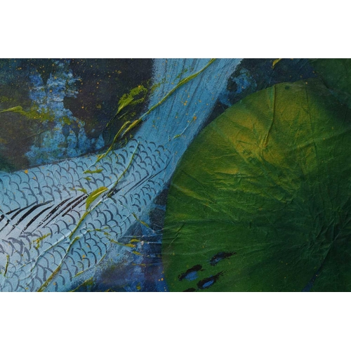 80 - Jehan Chan (1937-2011) Malaysian, Koi, mixed media on board, signed to lower left corner, 77 cm x 97... 