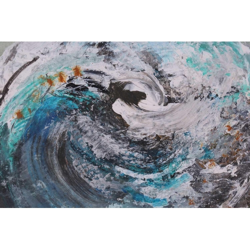 9 - † Maggi Hambling (b.1945) British, ‘North Sea Wave Study VI’ 2008, acrylic on paper, 13.8 cm x 17.2 ... 