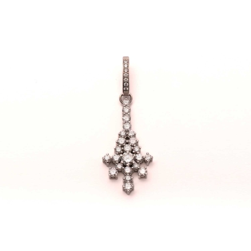 104 - A diamond enhancer pendant, encrusted with round brilliant diamonds claw set on a mount with an appl... 