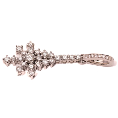 104 - A diamond enhancer pendant, encrusted with round brilliant diamonds claw set on a mount with an appl... 