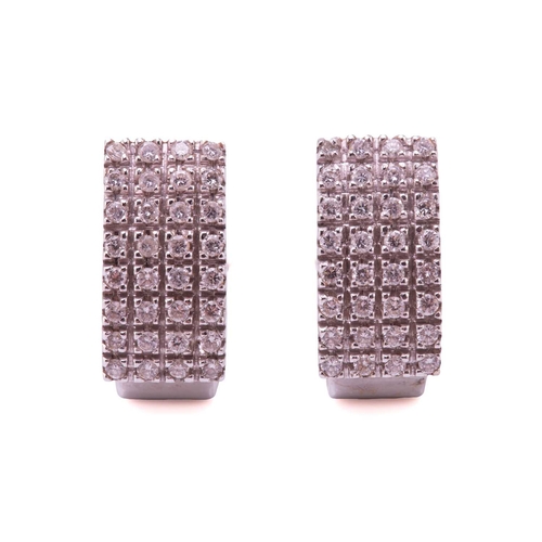 105 - A pair of diamond-set earrings, each consists of brilliant diamond with an estimated total weight of... 