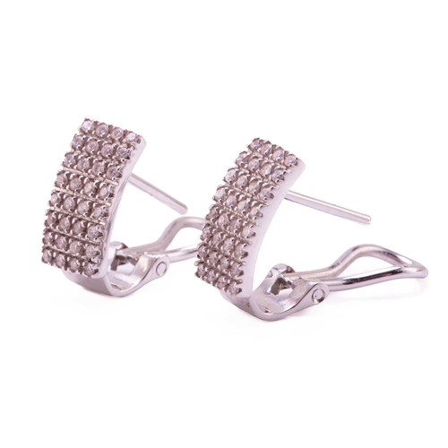 105 - A pair of diamond-set earrings, each consists of brilliant diamond with an estimated total weight of... 