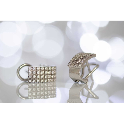 105 - A pair of diamond-set earrings, each consists of brilliant diamond with an estimated total weight of... 