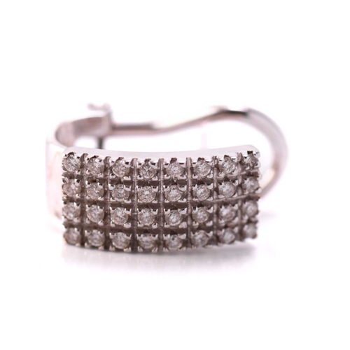 105 - A pair of diamond-set earrings, each consists of brilliant diamond with an estimated total weight of... 