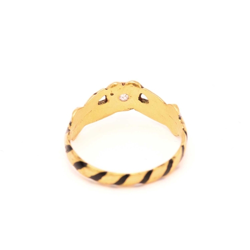 45 - A Fede ring set with a diamond, depicting two hands holding a heart, symbolising faith and friendshi... 