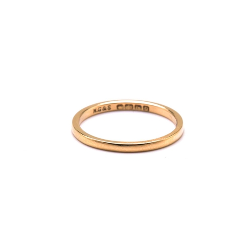 245 - An 18ct gold ring and a platinum ring, the gold ring has a plain court band, stamped 'FIDELITY' insi... 
