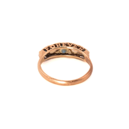 254 - A five-stone diamond ring and a five-stone topaz and opal ring; The first ring has five single-cut d... 