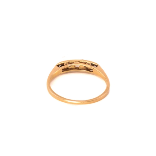 254 - A five-stone diamond ring and a five-stone topaz and opal ring; The first ring has five single-cut d... 