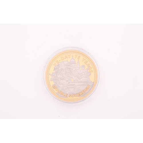 270 - An Elizabeth II VE Day 25th Anniversary gold proof double sovereign. Dated 2020. In fitted case, wit... 