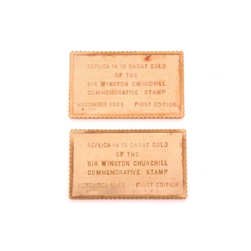 274 - A set of collectable replicas of Sir Winston Churchill commemorative stamps in 18ct gold, after the ... 