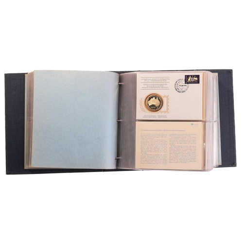 275 - International Society of Postmasters commemorative album, 1975-1977, thirty six First Day Covers eac... 