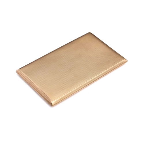 285 - Garrard - 9ct gold cigarette case with engine-turned pattern, slide action opening mechanism, to rev... 