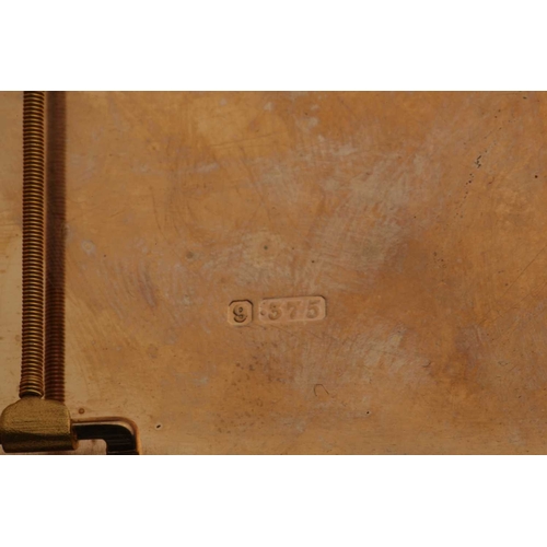 285 - Garrard - 9ct gold cigarette case with engine-turned pattern, slide action opening mechanism, to rev... 