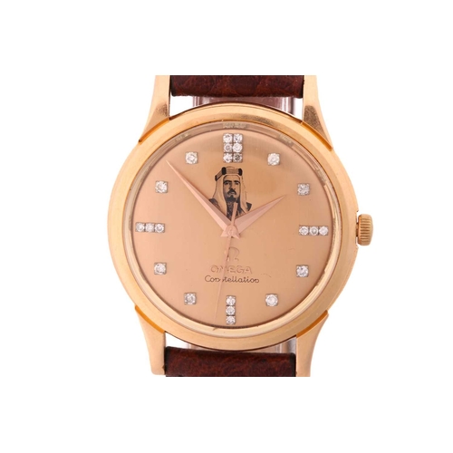 296 - A highly collectable 18ct rose gold and diamond Omega Constellation wristwatch, featuring a portrait... 