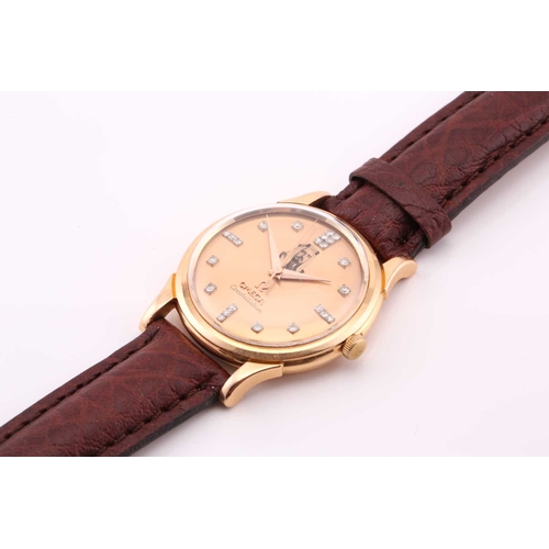 296 - A highly collectable 18ct rose gold and diamond Omega Constellation wristwatch, featuring a portrait... 